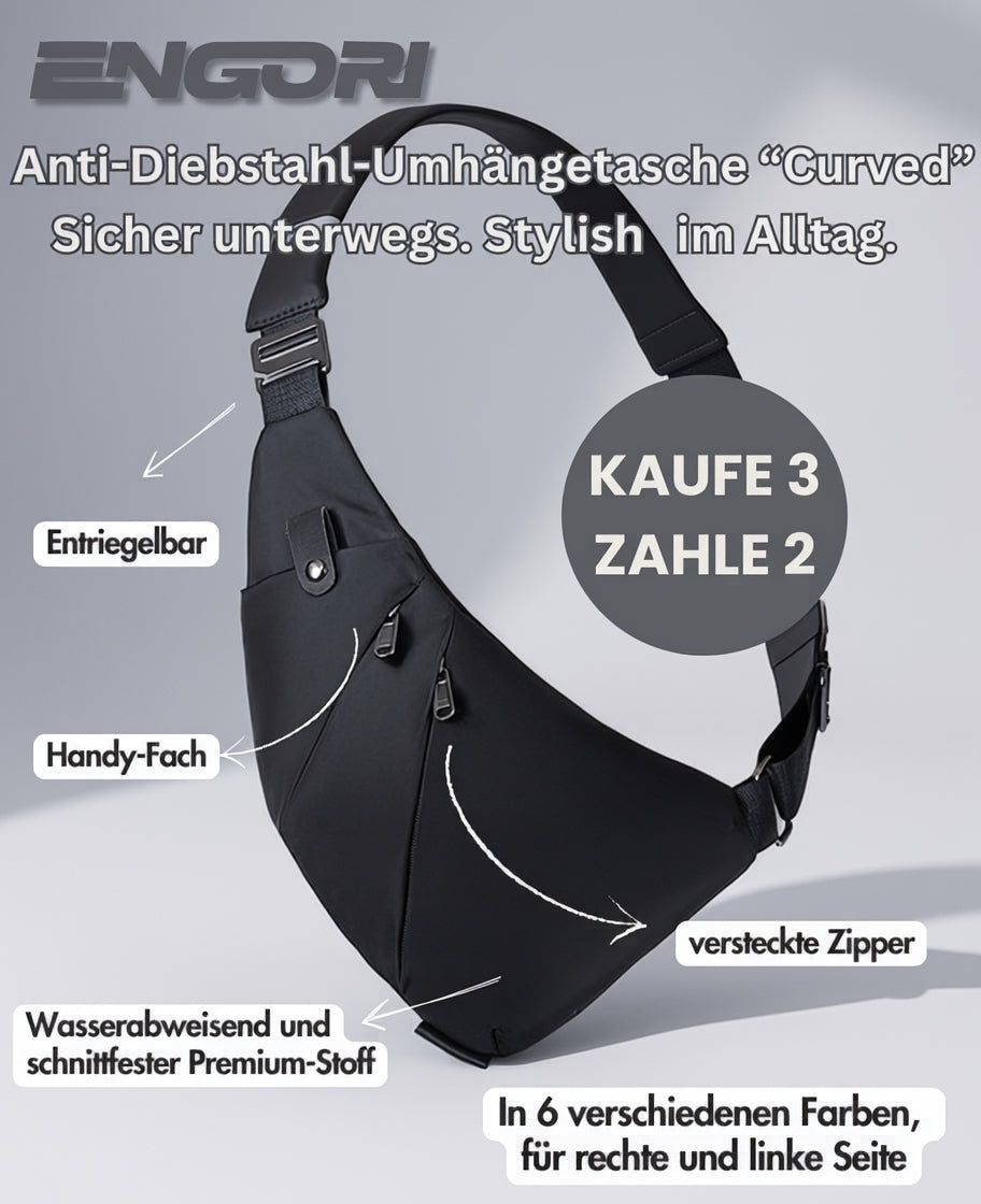 ENGORI Anti-Diebstahl-Umhängetasche Curved