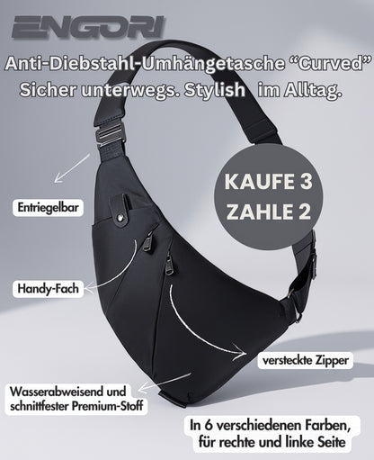ENGORI Anti-Diebstahl-Umhängetasche Curved